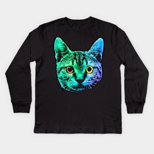 Big Cat Face Kids Long Sleeve T-Shirt